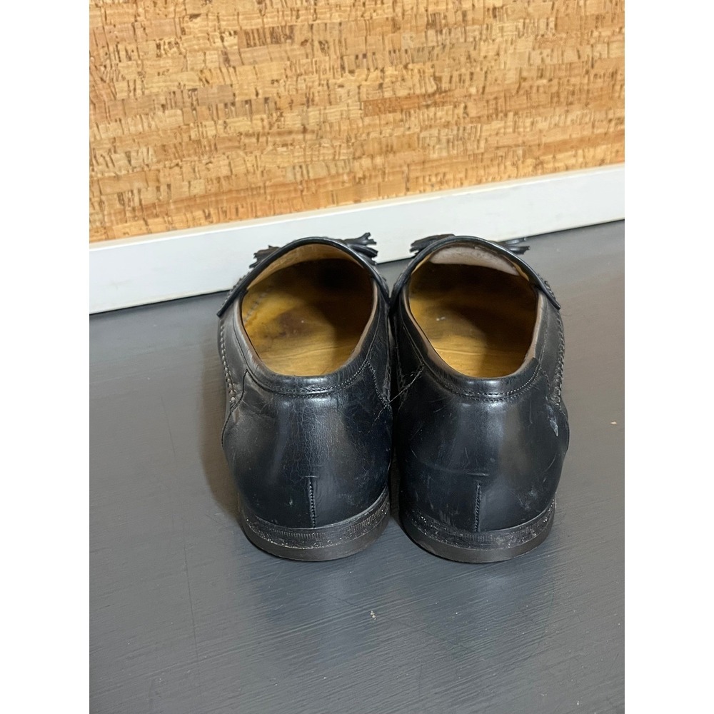 Santoni Mens Black Leather Tassel Loafers Brogue Wingtip Made in Italy Size 12 D - Picture 5 of 13